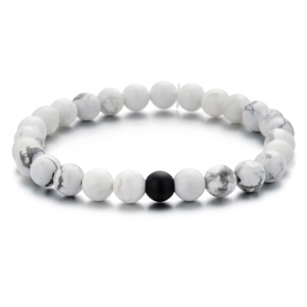 Yin Yang Natural Stone Yoga Couple Bracelet - Picture 3 of 4